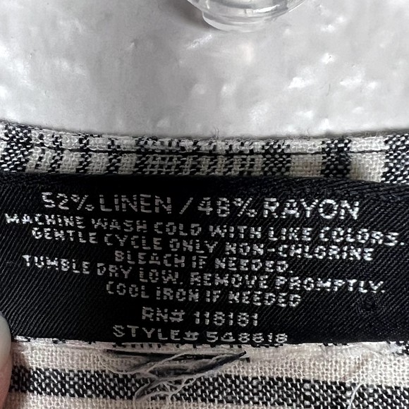 B.L.E.U. Women's Sz M Linen Blend Peasant Boho Relaxed Lagenlook Blouse Grey - Picture 8 of 12